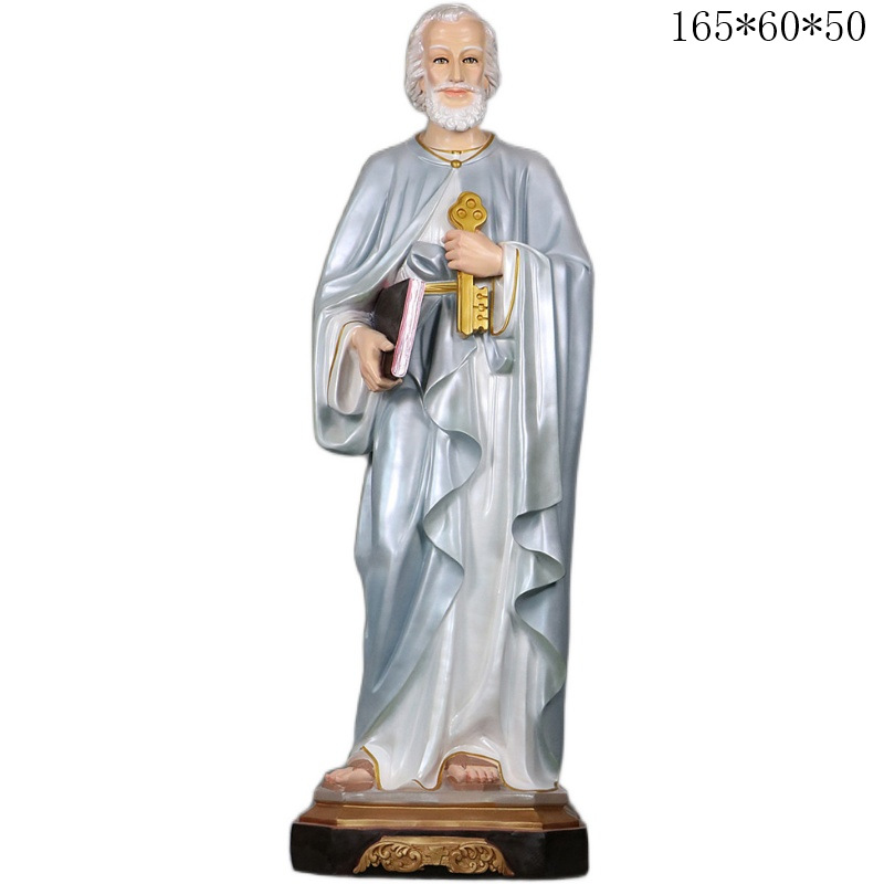 160cm San Pedro Ornamiento Mirando Estatuas de vidrio FRP Decoración de la iglesia