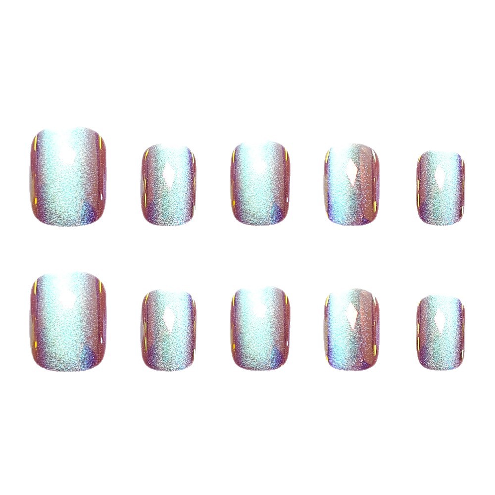 Ventas transfronterizas de ojos de gato, uñas cortas, fantasía, belleza, aurora, 30 piezas de parche de uñas.