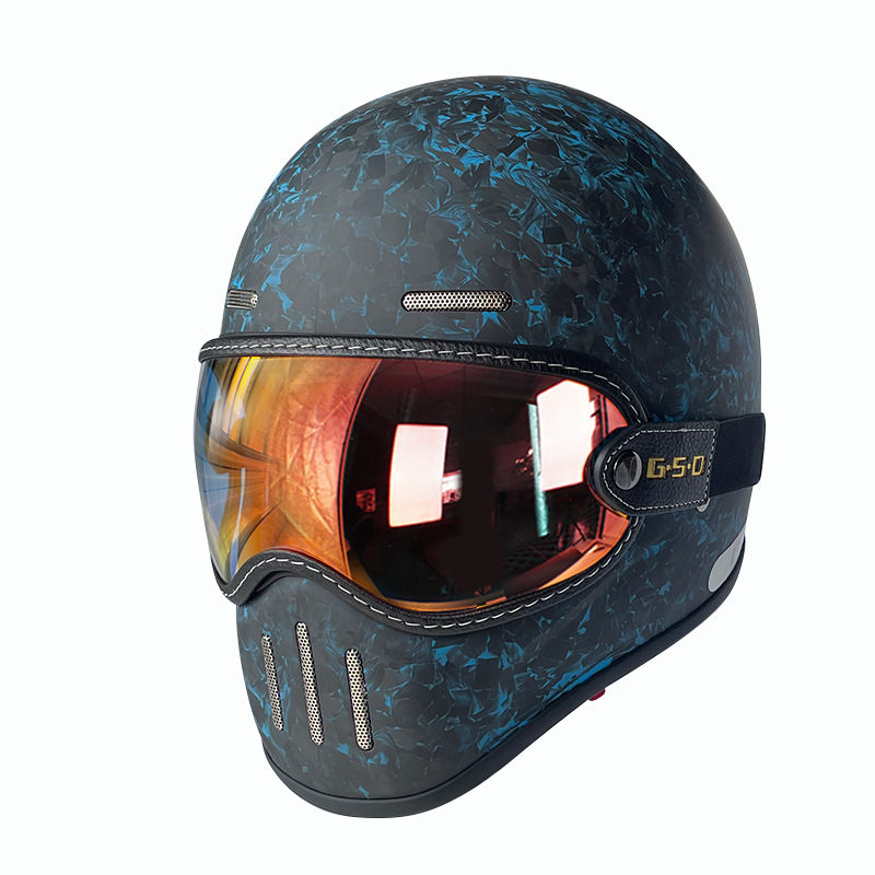 Helmet, Motuoche Motosiklet kaskı (dəbilqə) - matte-blue-forged-colored-visor-m55-56