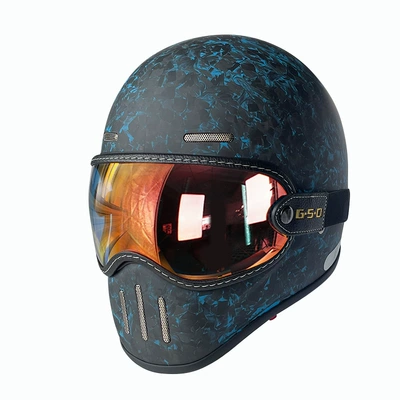 Motorcycle Helmet Full-Face Electric Motorcycle Helmet, Motosiklet kaskı (dəbilqə) - matte-blue-forged-color-mirror-m55-56