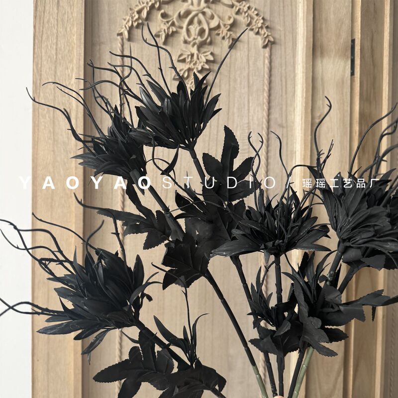 Single Black Epiphyllum Gothic Artificial Flower Black Artificial Flower Decoration Props Jk Bad Photo Dark Style Accessories