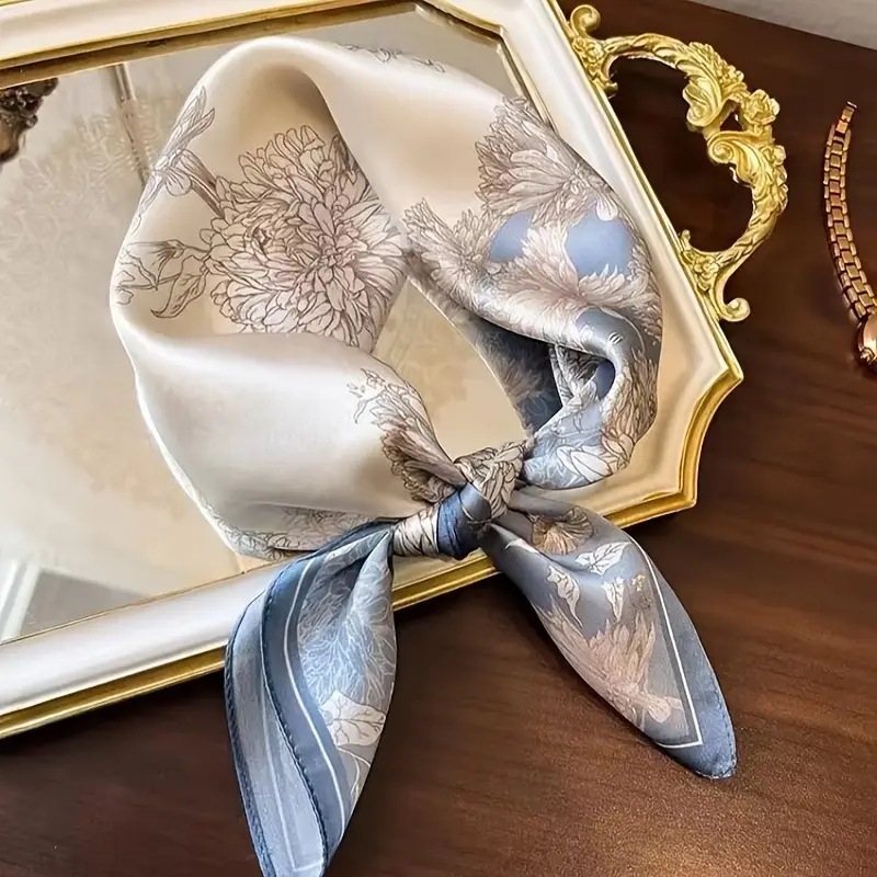 70x70 sm İpək Fular - Koreya Üslubunda Kvadrat Şal