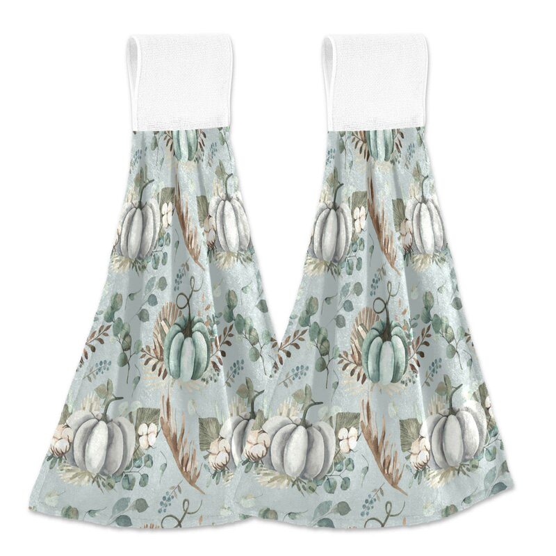 Autumn pumpkin simple life pattern kitchen bathroom with hanging ring tie absorbent towel towel