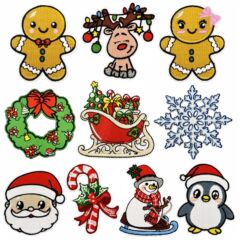 新しい漫画クリスマス刺繍布ステッカー装飾ヘラジカスノーフレークパッチアクセサリーパッチ在庫卸売コンピュータ刺繍