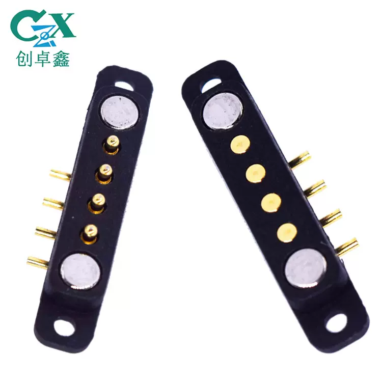 4pin折弯磁吸连接器公母头 间距2.5带定位智能小家电磁吸附连接器
