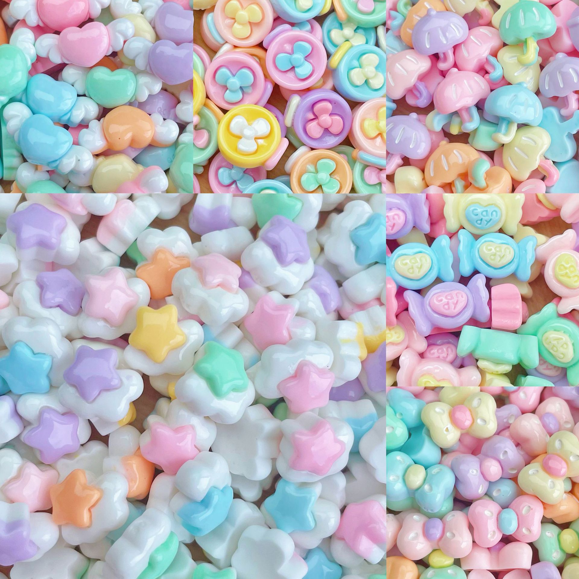 Mini brillante accesorios de resina caramelo flor paraguas tamaño pequeño uñas arte DIY joyería crema pegamento borde a juego horquilla