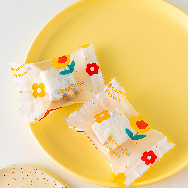 Copo de nieve crujiente máquina de embalaje de bolsas sellado dulces turrón galleta horneada bolsa de dulces bolsa vacía bolsa ciega al por mayor