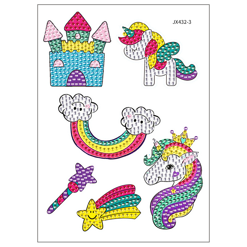 Nuevos pegatinas de taza de agua transfronterizas para niños dibujos de diamantes aleatorios pegatinas hechas a mano diy pegatinas de diamantes unicornios de dibujos animados mayorista