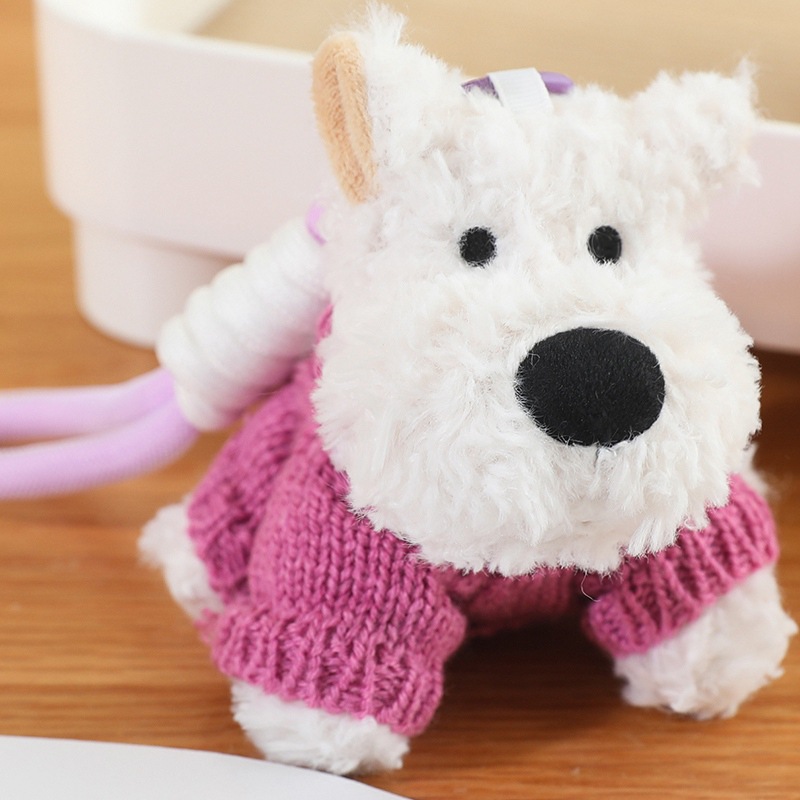 Cute niña garabateado perro West Highland puppy peluche mini muñeca regalo bolsas colgantes al por mayor