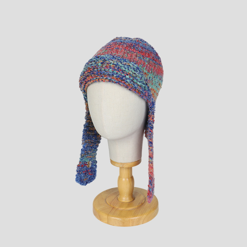 Mixed Color Wool Knitted Ear Protection Hat 2