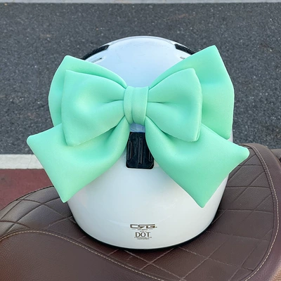 car helmet accessories cat ear, Motosiklet dəbilqələri - double-luxury-bow-turquoise-velcro