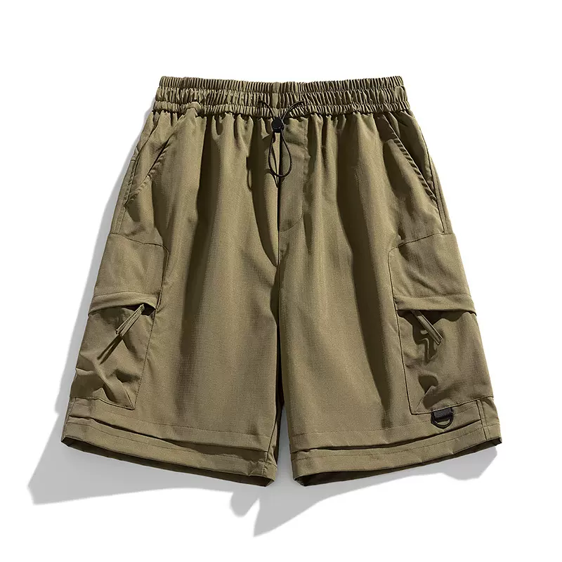 潮牌短裤男夏季超薄款宽松直筒男士休闲裤冰丝运动速干五分裤子男