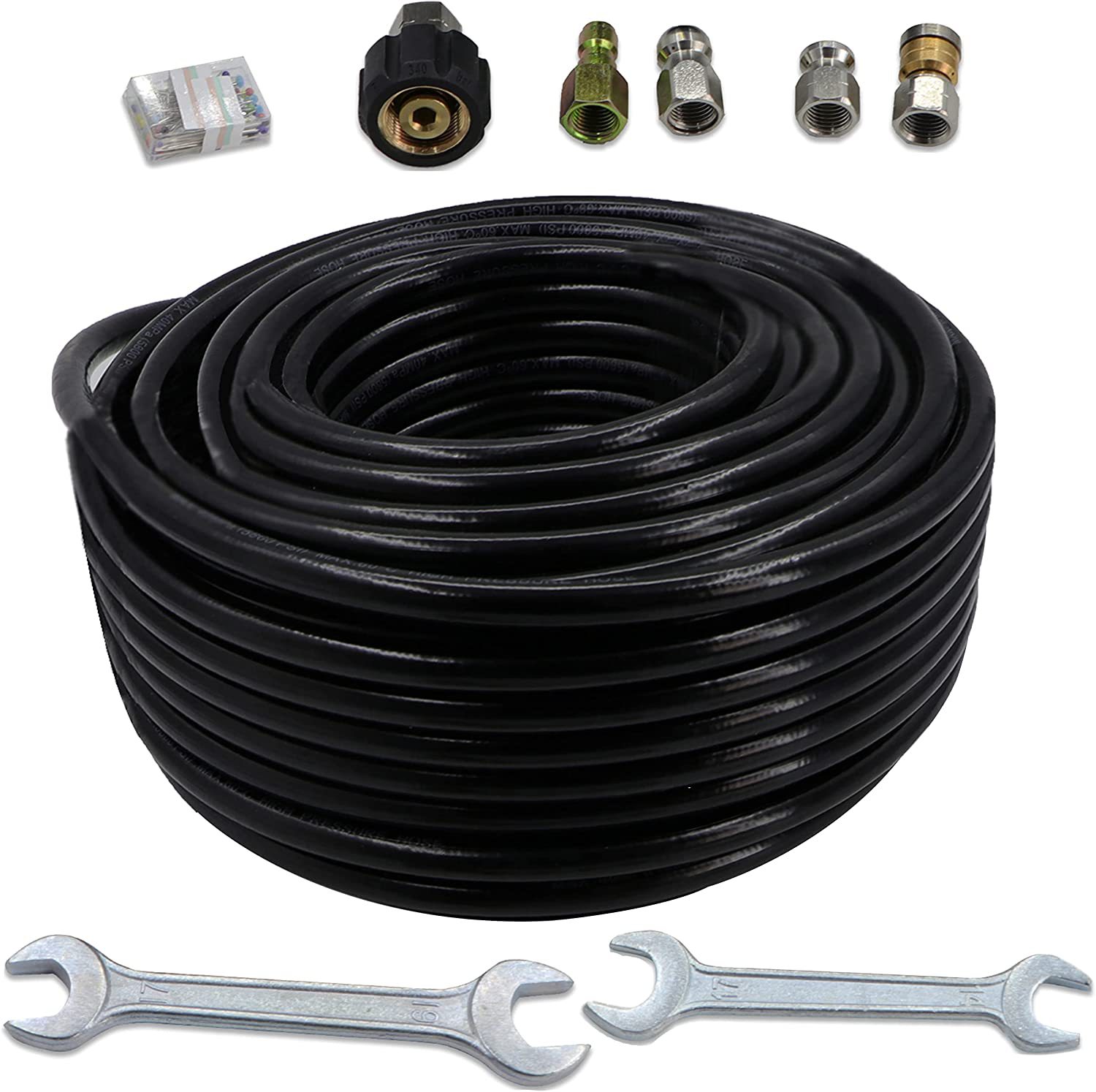 1/4英寸5800PSI 30米压力清洗机下水道喷射套件 压力清洗软管套件