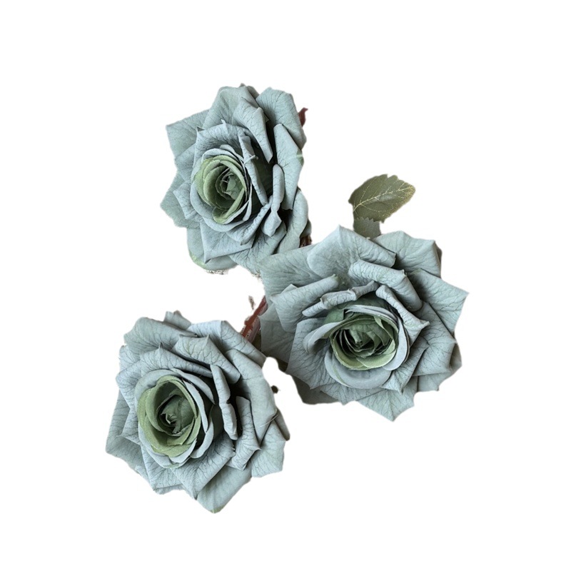 3 cabezas Mocha cariño cabochillo Rosa flor artificial decoración de la sala de estar decoración floral arreglo de flores boda