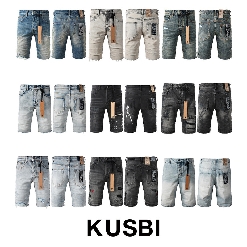 Foreign Trade Cross-Border Tail Goods European and American Trendy Brand Ksubi Hiphop Street Hip-Hop Ripped Distressed Denim Shorts Trendy