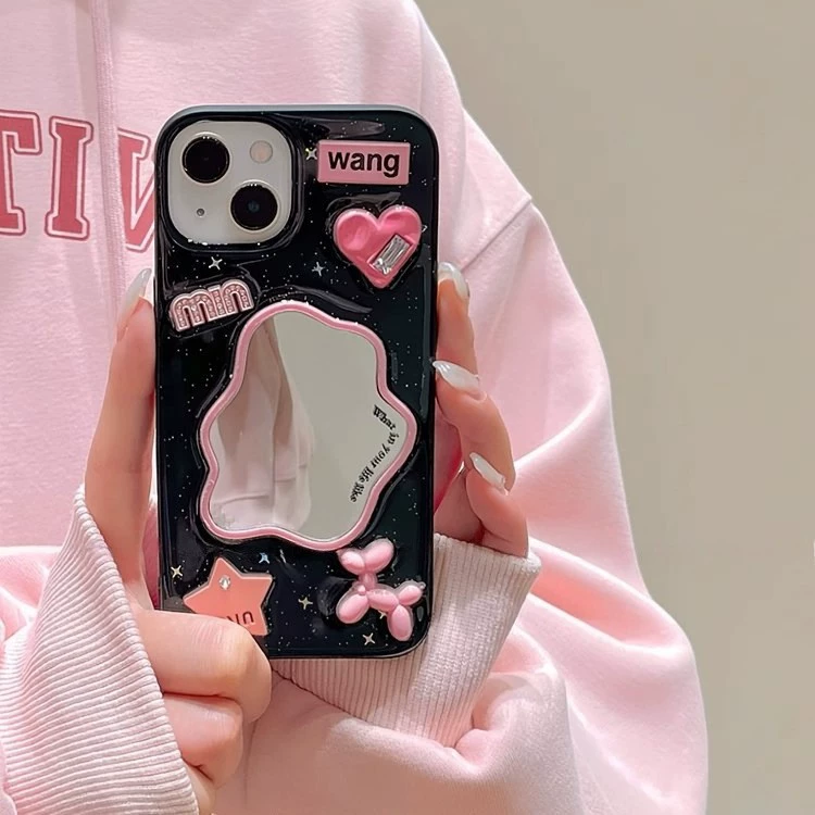 Чехол для телефона (Apple) iPhone 15–17 серии, зеркальная задняя панель с милым щенком