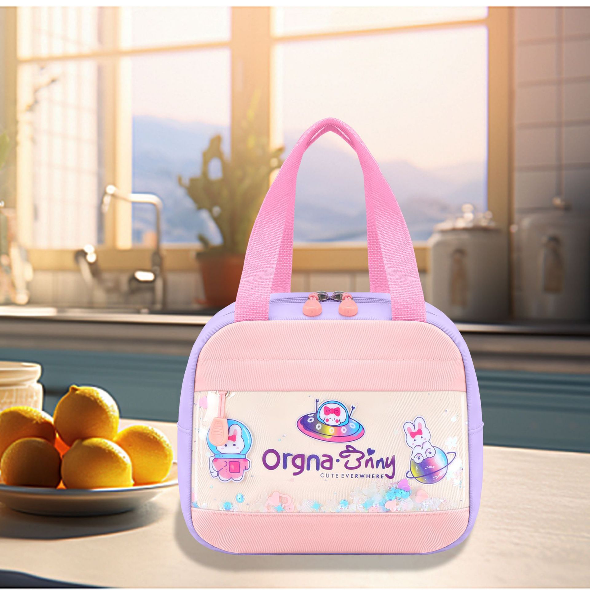 Bento de dibujos animados para estudiantes de primaria, bolsa de aislamiento, bolsa de almuerzo de aislamiento, estudiante, niña, caja de aluminio engrosada, bolsa de mano, bolsa de comida, lonchera