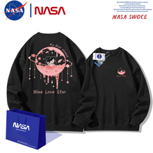 韩版宇航星空圆领套头卫衣男女春秋装青年潮牌宽松落肩长袖外套