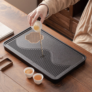 Tea Tray Household Black Gold Porcelain Stone Tea Set Tea Table Water Storage Drainage Dry Bubble Table Stone Accessible Luxury Modern Small Dipeng