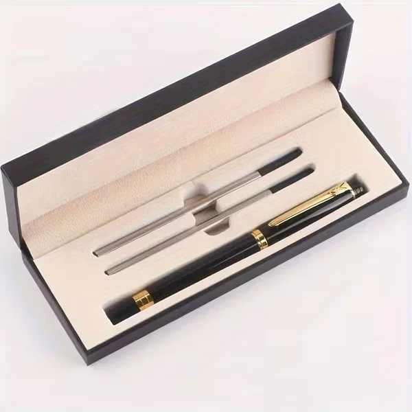 Cross-border best-selling business metal signature pen gift set, black and gold color office stationery gift pen