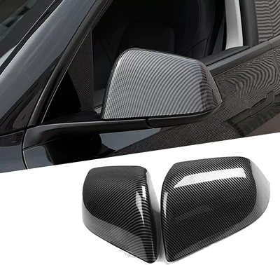 Suitable for 2019-2024 Tesla Model Y/3 rearview mirror cover modification shell carbon fiber protective cover decorative accessories (Other Automotive Exterior Supplies) - old-model-glossy-carbon-color-model-y