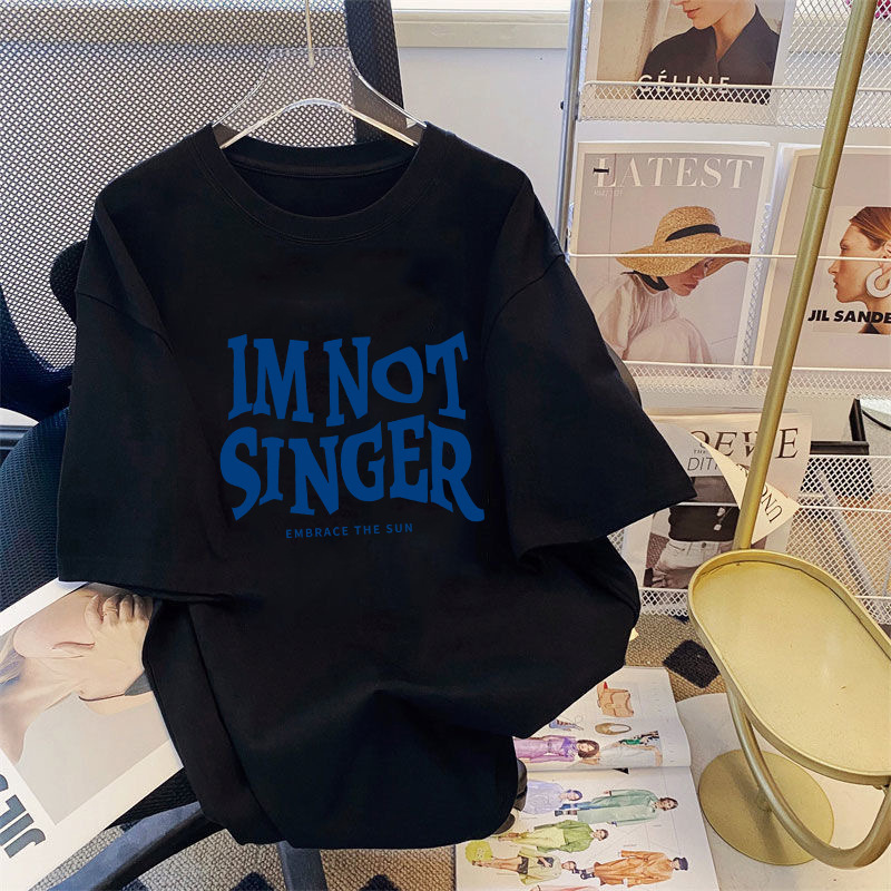 Ice Silk short-sleeved T-shirt men's and women's same summer ins short-sleeved Hong Kong style top trendy all-match black T-shirt trendy T