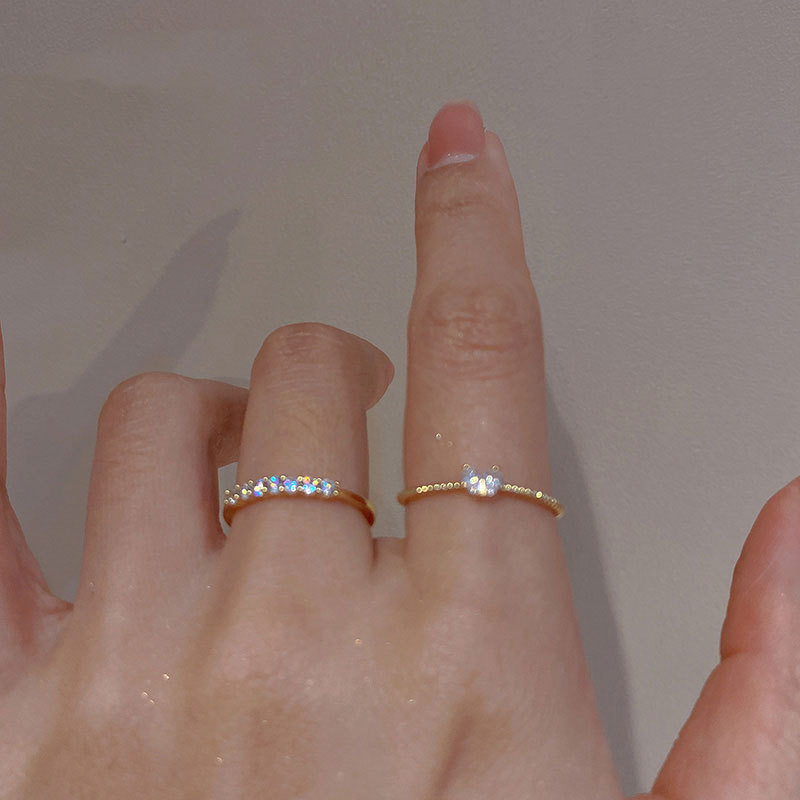 Heart Shape Pattern Women'S Gender Inlay Design 1 Piece Retro Heart Shape Copper Inlay Zircon Open Ring