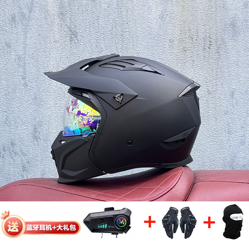 La motocicleta Orz Street Fighter se puede instalar con un casco Bluetooth para hombres y mujeres, un casco completo, una locomotora de cuatro estaciones, un casco combinado 3C extraíble retro