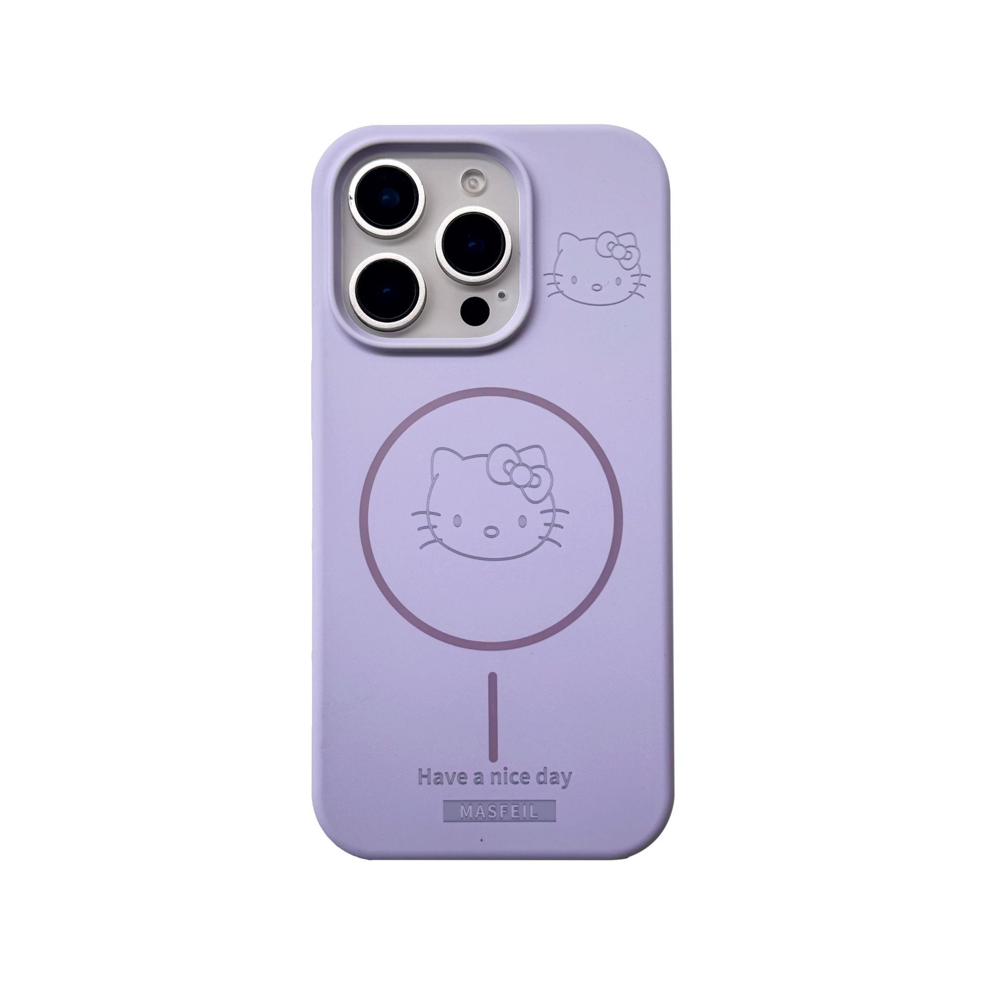 Aplicable iPhone16ProMax caja de teléfono móvil de succión magnética de gato de gatito líquido Apple 15P caja de teléfono de gran agujero de círculo fino
