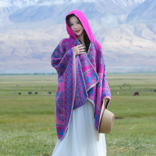 Shawl Women's Outer Matching Skirt 2024 New Style Thin Sunscreen Ethnic Style Cloak High-end Air Conditioning Scarf Yunnan