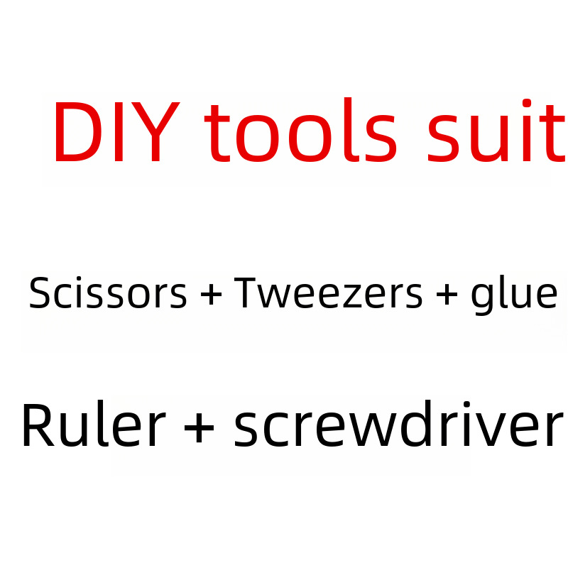 DIY Mini House Tool Set Handmade Assembly Model Tool Set Scissors Tweezers Ruler Tool Glue