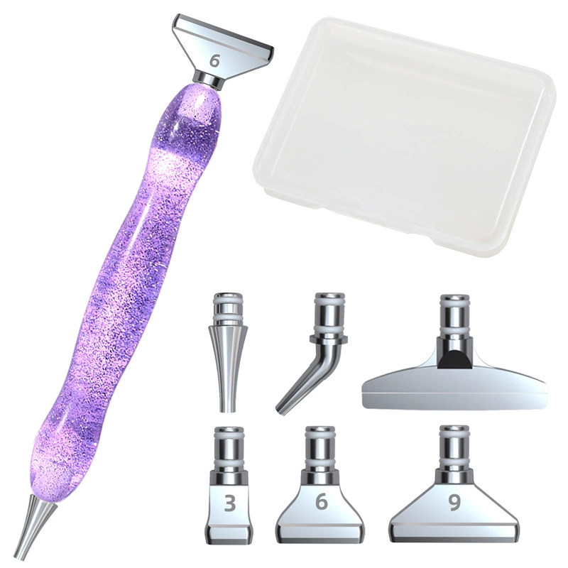 Diamond Pen Tool Set, Multi-Color Handle, Metal Heads & Diamond Bits, Compact Case