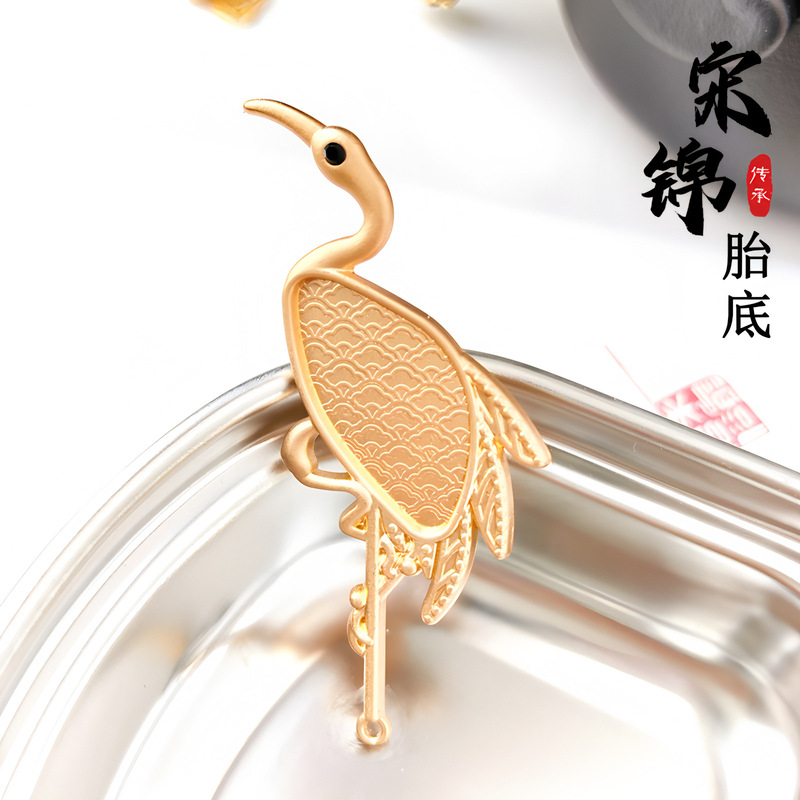 非遗宋锦新中式凹槽diy古琴锦鲤胸针底托配件点翠滴胶掐丝珐琅|undefined
