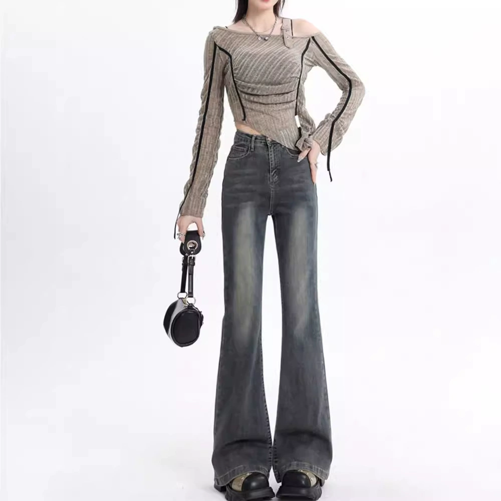 Джинсы с высокой талией микро-эла женские новые американские горячие девушки летом 2024 года