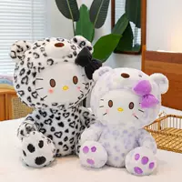 Милый леопардовый принт Hello Kitty плюшевая игрушка спящая подушка KT кошачья кукла тряпичная кукла подарок на день рождения женщина
