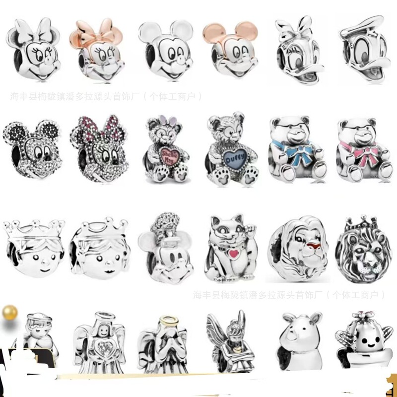 Panjia Dora S925 Sterling Silver Snake Bone Bracelet Beaded Character Animal Animation Beads Hot Selling Loose Beads DIY Jewelry