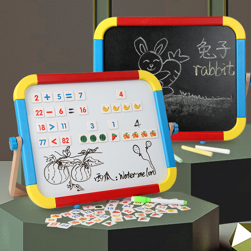 Tablero de dibujo para niños portátil magnético pizarra pequeña bebé tablero de escritura de doble cara pizarra para el hogar graffiti caballete borrable