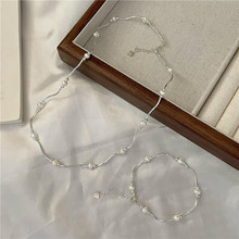 S925纯银韩版复古手工款时尚弯管淡水珍珠项链手链韩国设计锁骨链