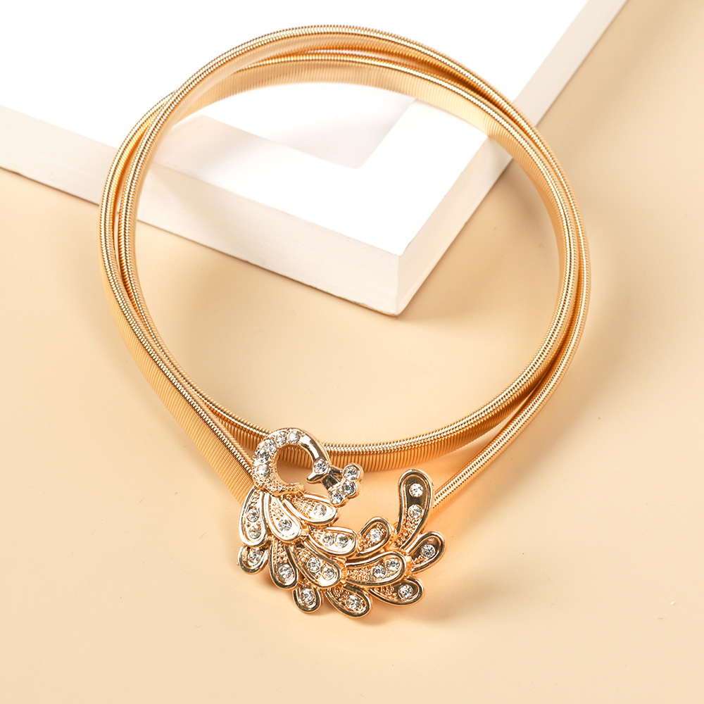 Modischer Metallgürtel, elastische und elastische Schleife für Damen, vielseitige dekorative Taillenkette, europäischer und amerikanischer Schmuck, Körperkette, Valentinstagsgeschenk_voghion.com