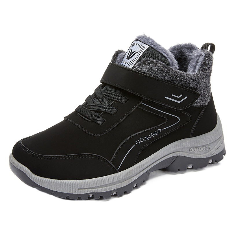 Zapatos de algodón de invierno para hombre, botas de algodón cálidas para parejas al por mayor, forradas de lana y engrosadas, zapatos para caminar para personas de mediana edad y mayores, botas de nieve de talla grande para personas mayores.