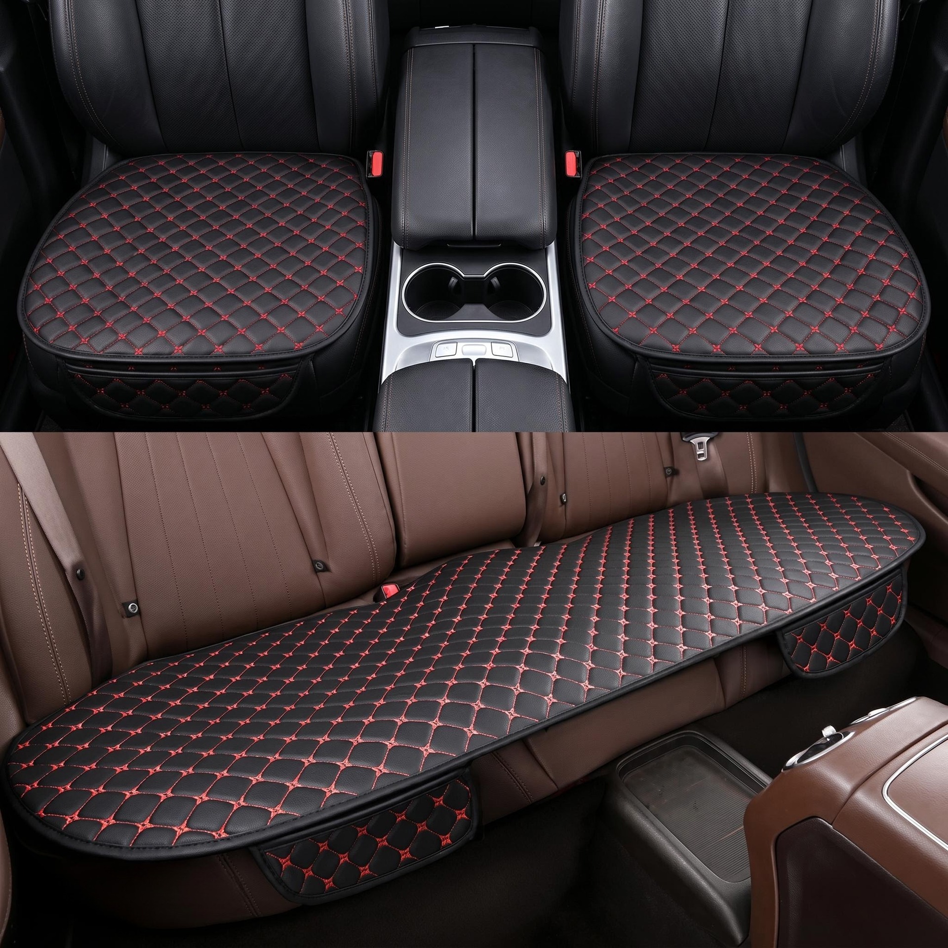 Cross-Border Amazon Best-Selling Foreign Trade Hot-Selling Car Quilted Embroidered Leather Seat Cushion Single Seat Three-Piece Set Universal Seat Cushion for All Seasons