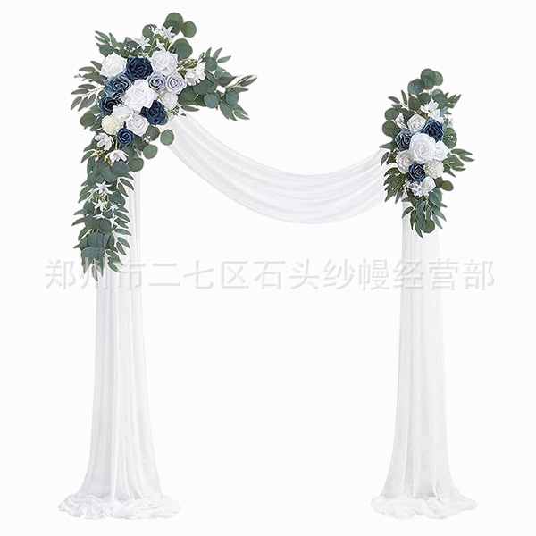 跨境亚马逊拱门帷幔雪纺仿真花三件套节日婚礼派对聚会装饰背景