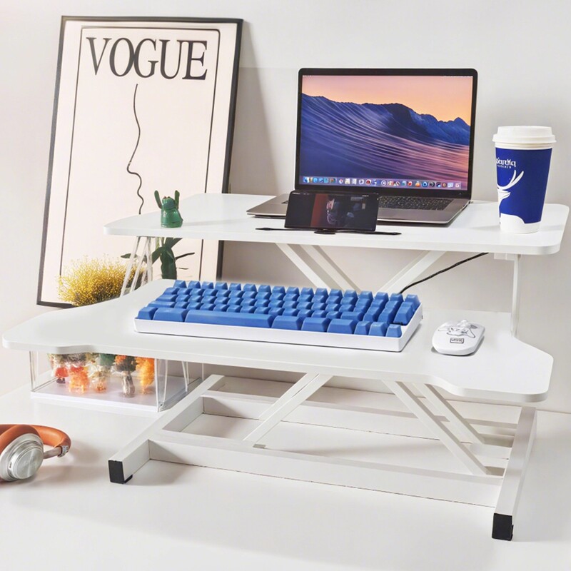 Adjustable Computer Stand for Standing Desk, Desktop Monitor Folding Stand, Adjustable Desktop Storage Rack