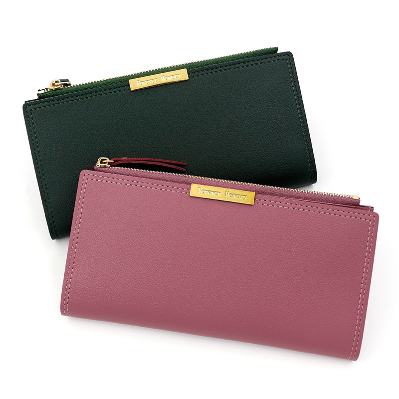 Cartera larga para mujer elegante y simple, bolso para tarjeta de gran capacidad, monedero, embrague, billetera con cremallera, suministro directo transfronterizo