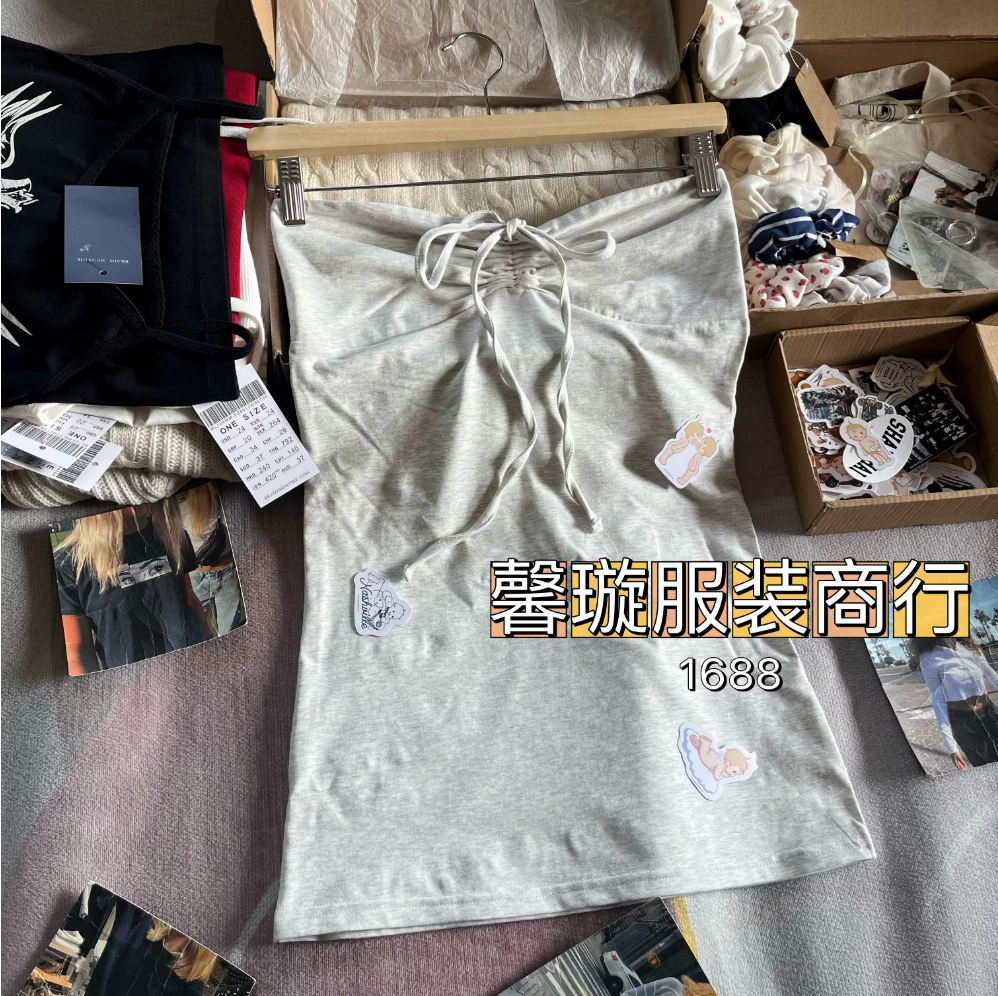 Топ-труба женский (BM), бантик, плиссировка, открытые плечи, приталенный, one size