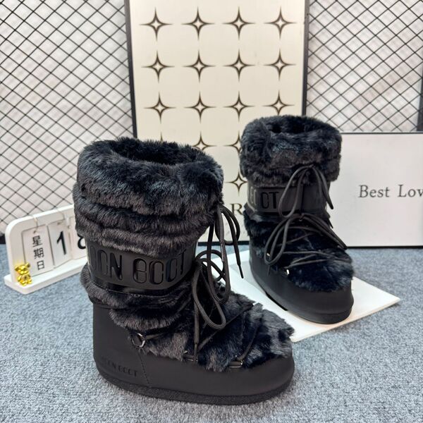 Winter non-slip keep warm ski high boots platform with shoelaces