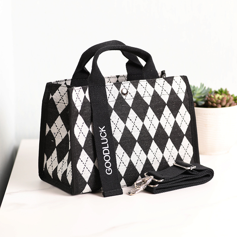 Handbag Factory Classic Black and White Ringge Women's Crossbody Bag Waterproof Shoulder Handbag Casual Shopping Travel Women's Bag