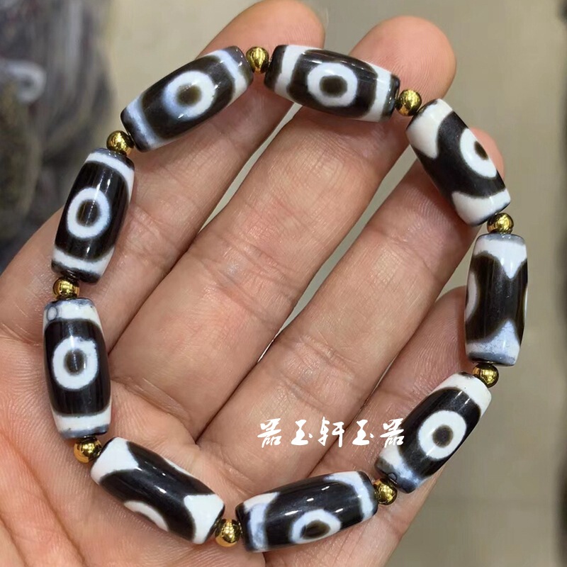 【鑑定サポート】天然正規品三眼天珠瑪瑙手串仏珠ブレスレットレトロ民族風プレゼント|undefined