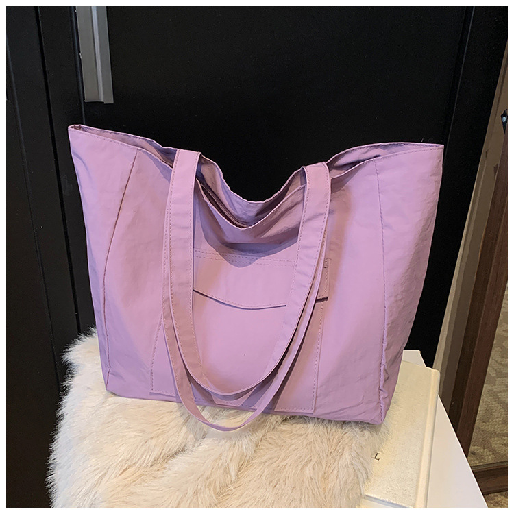 Cross-border laid-back style nylon bag for women 2025 new casual large-capacity shopping handbag, simple and lightweight single-shoulder bag undefined