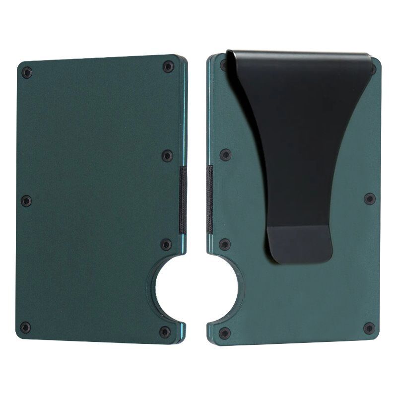 Fábrica en stock Amazon nuevo metal titular de la tarjeta de fibra de carbono cartera RFID antirrobo cepillo tecnología de bloqueo